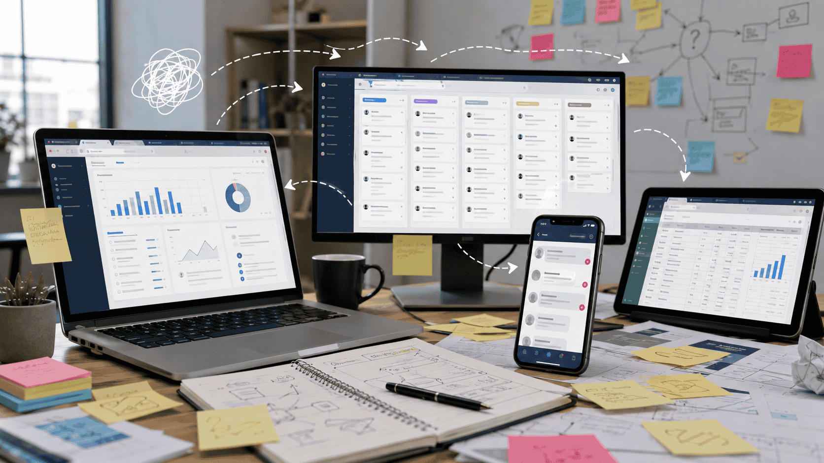 Brevo-style email marketing and CRM dashboard mockup for small business follow-up