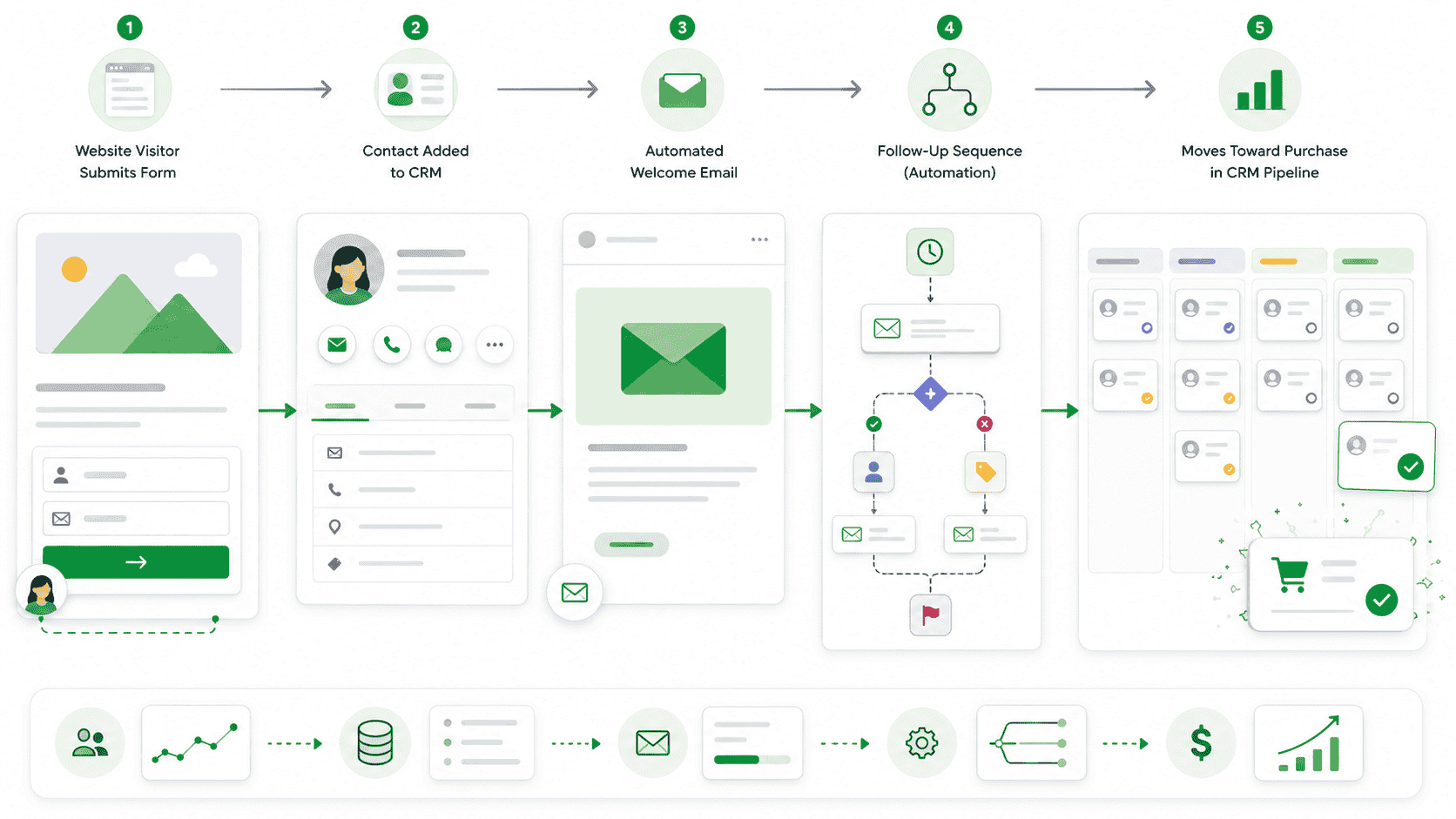 Comparison between messy manual follow-up and organized automated CRM workflow